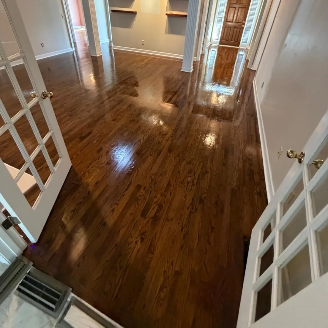 Refinished gleaming hardwood floors in a home